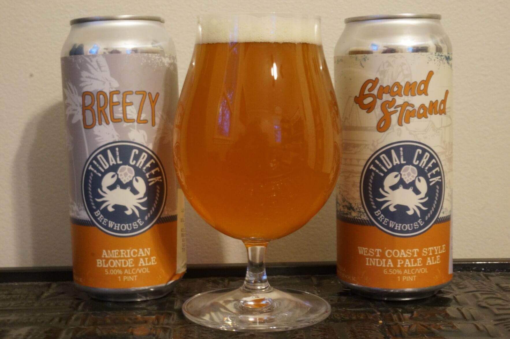 tidal creek west coast style ipa and american blonde ale beer cans